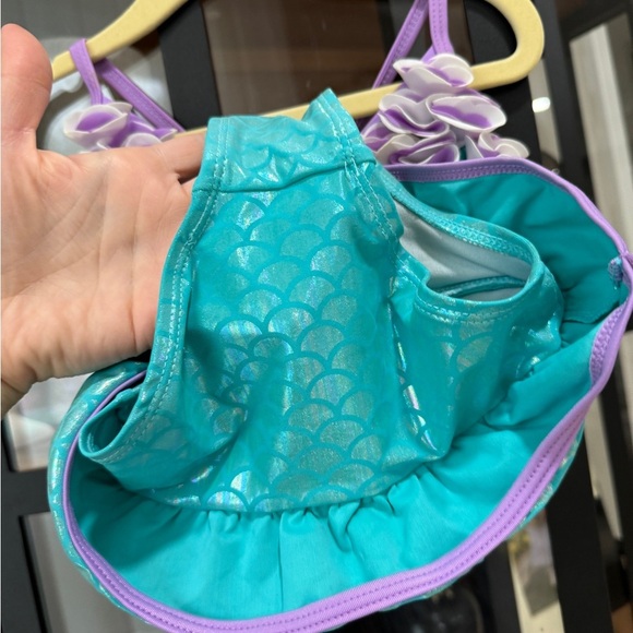 Floatimini Mermaid ruffle one piece swimsuit toddler girl Petal ariel crisscross - Picture 5 of 7